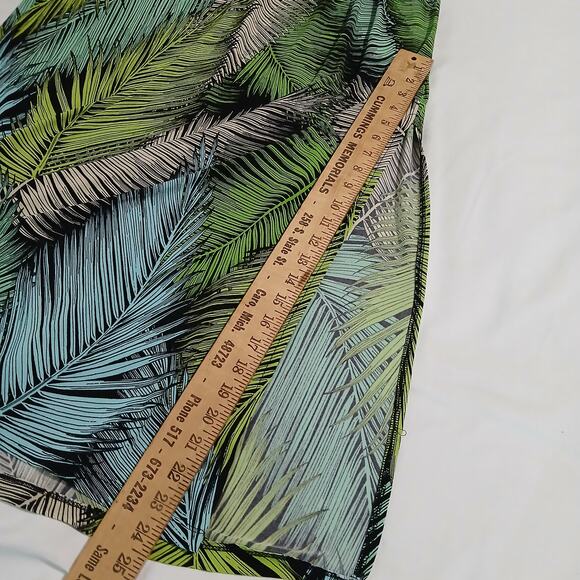 London Style Collection Med Sleeveless Slit Green/Blue Tropical print Maxi Dress - Picture 12 of 14